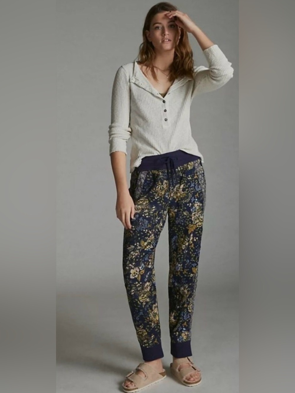 Anthropologie Kallie Floral Drawstring High waisted ankle Pants😊